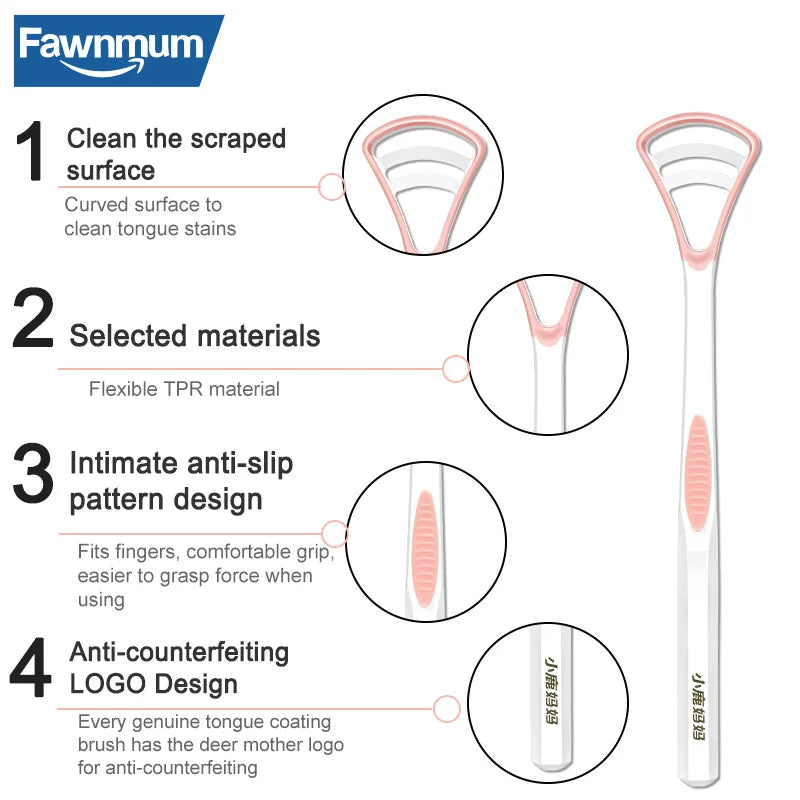 Fawnmum Grattoir À Langue Silicone Haleine Fraîche Pour Adultes Hygiène Buccale Facile Et Efficace - Sirius Flow 
