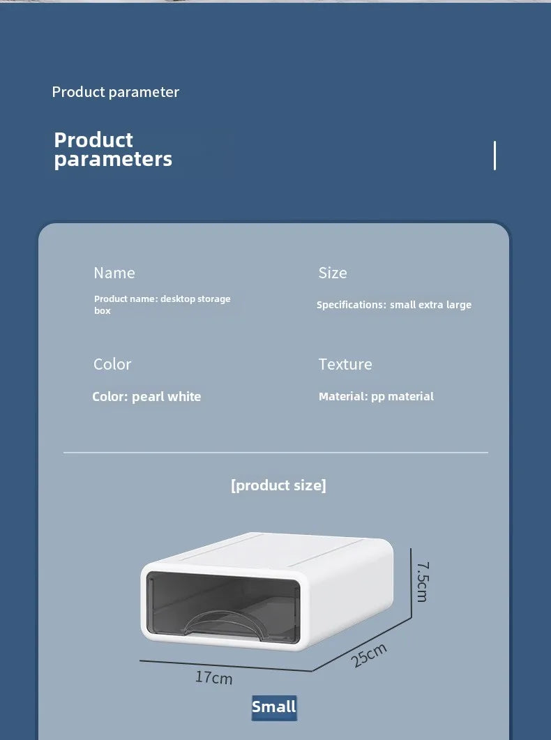 Boîte en plastique, organisateur de bureau, tiroir, boîte de rangement de maquillage, conteneur de bijoux empilable, grand masque, rangement de médicaments de bureau, anti-poussière by Sirius Flow