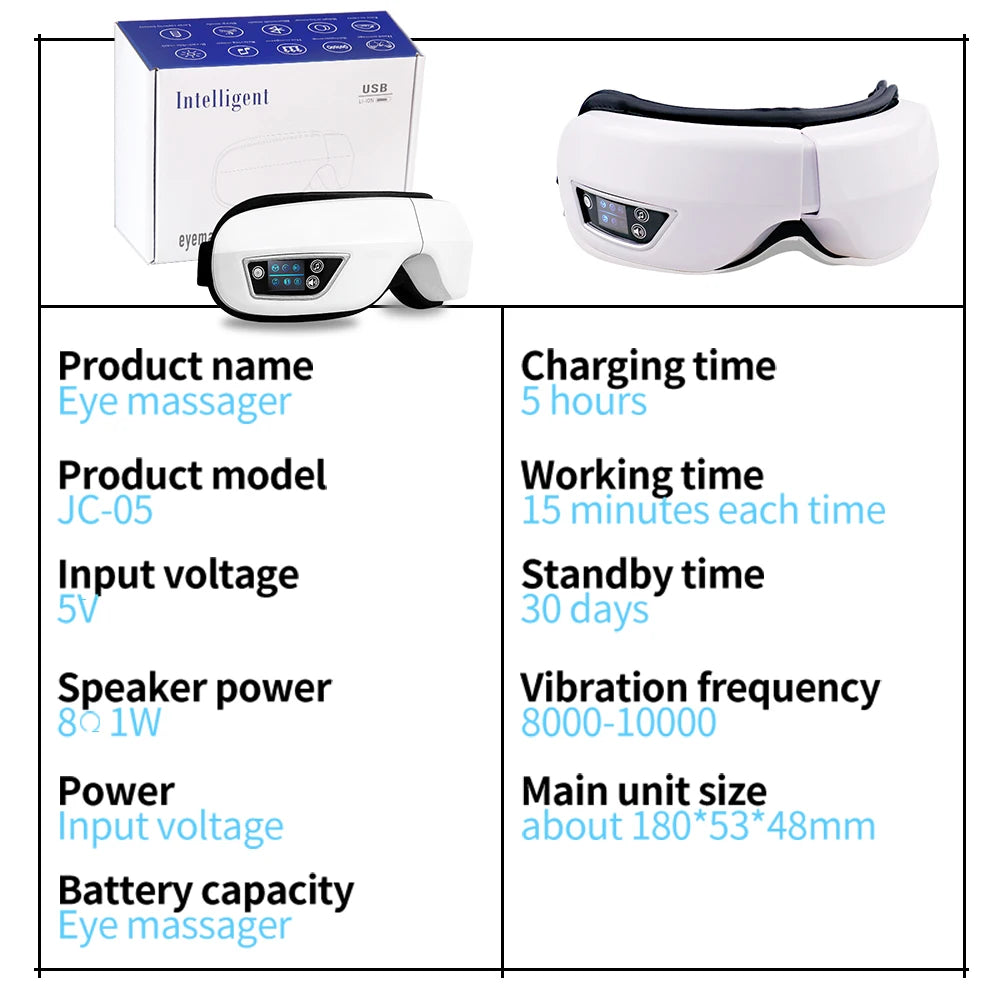 Masseur oculaire intelligent à vibrations 6D, compresse d'airbag, Instrument de soins oculaires, Bluetooth, musique, masque de sommeil, relaxation des yeux, Fatigue by Sirius Flow