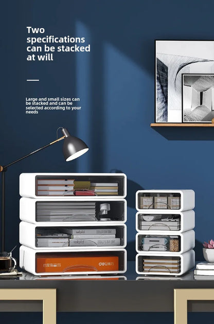 Boîte en plastique, organisateur de bureau, tiroir, boîte de rangement de maquillage, conteneur de bijoux empilable, grand masque, rangement de médicaments de bureau, anti-poussière by Sirius Flow