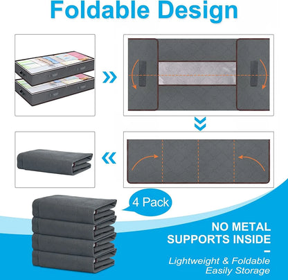 Conteneurs de rangement pliables sous le lit, avec fenêtre transparente, organisateurs de jouets sous le lit et sacs de rangement pour vêtements, bacs de rangement pour placard by Sirius Flow