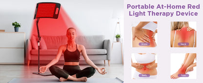 Lampe de luminothérapie rouge, dispositif de lumière infrarouge proche profonde de 660 et 850 nm avec support réglable et support de bureau pour le visage et le corps complet by Sirius Flow