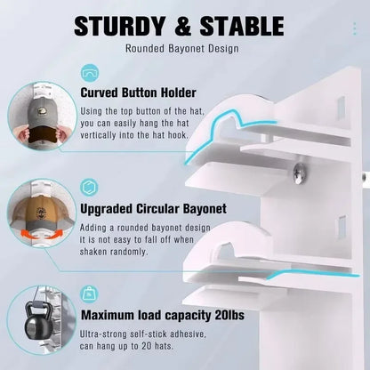 Porte-casquette mural à 10 grilles, porte-chapeau, casquette de Baseball, porte-serviettes, cintre de placard, organisateur de rangement, accessoires gain de place by Sirius Flow