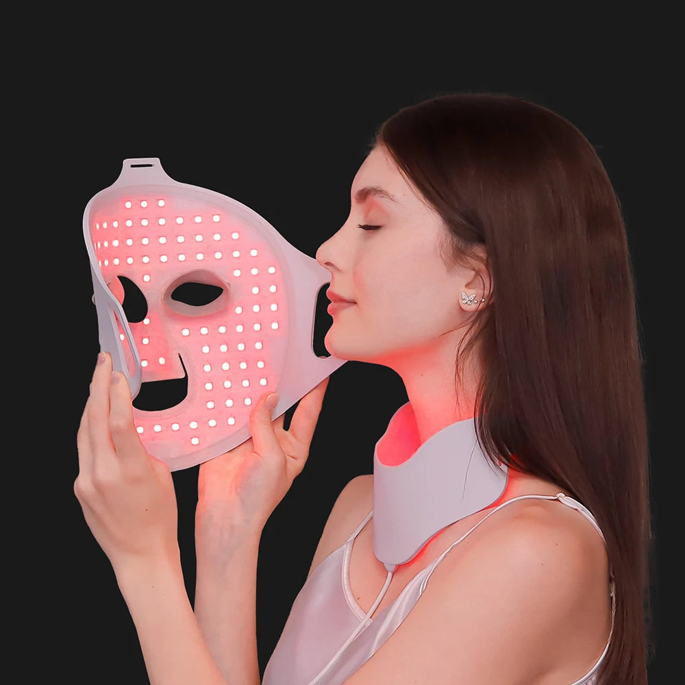 Foreverlily visage cou Silicone masque LED 7 couleurs lumière LED photonique thérapie 3D Flexible masque de beauté du visage peau éclaircir soins de la peau by Sirius Flow
