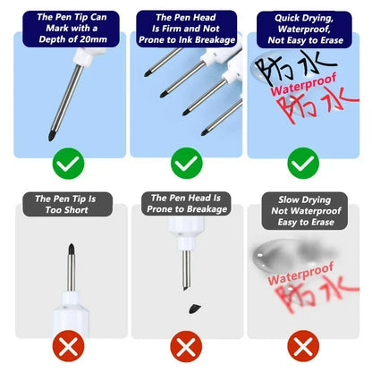 Marqueurs Tête Longue 20 mm Multisurface Étanches Pour Bois et Métal Professionnels - Sirius Flow 