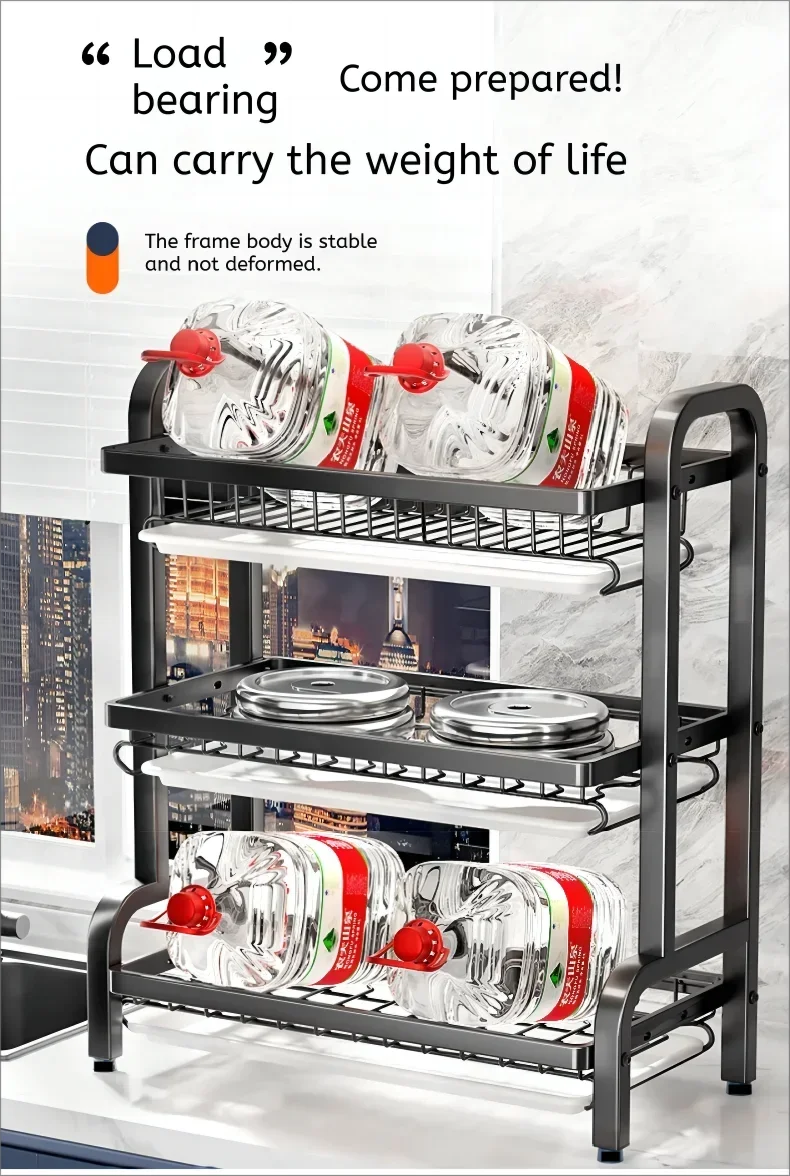 Égouttoir à vaisselle Compact à 2 niveaux, ensemble de égouttoir à vaisselle de cuisine, grand égouttoir à vaisselle antirouille avec porte-ustensiles by Sirius Flow