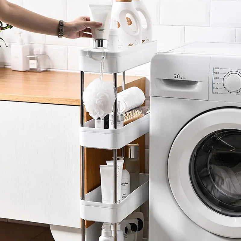 Support de rangement à espace mobile à 3/4 niveaux, chariot utilitaire roulant, étagère de rangement, cuisine salle de bains, organisateur coulissant mince, étagère de salon by Sirius Flow