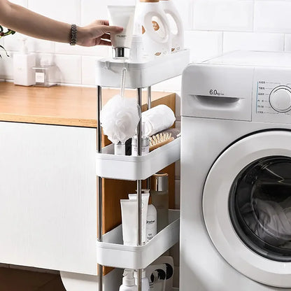 Support de rangement à espace mobile à 3/4 niveaux, chariot utilitaire roulant, étagère de rangement, cuisine salle de bains, organisateur coulissant mince, étagère de salon by Sirius Flow