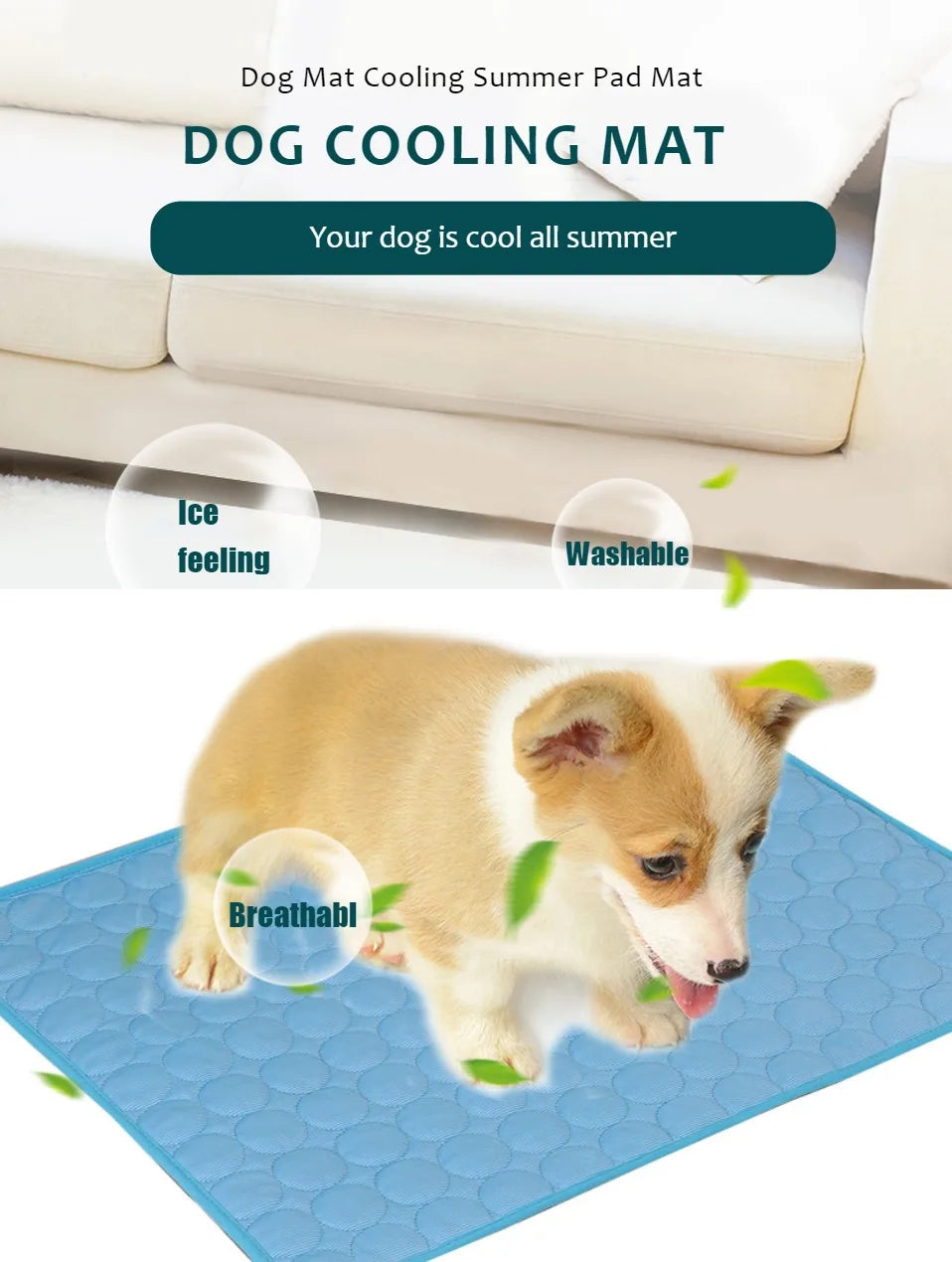 Tapis rafraîchissant pour chien, lit froid d'été pour animaux de compagnie, Extra Large pour petits et grands chiens, accessoires pour animaux de compagnie, couverture Durable pour chat, canapé, coussin de glace pour chat by Sirius Flow