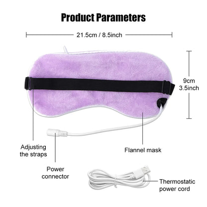 Masque pour les yeux chauffant USB pour les yeux secs et le sommeil – Compresse chaude avec température constante, cernes et poches Masque pour les yeux chauffant by Sirius Flow