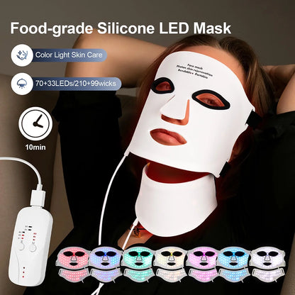 Masque de thérapie à la lumière rouge en Silicone, masque facial LED 7 couleurs, Anti-vieillissement, rajeunissement, masque Facial éclaircissant avec coussin de Protection des yeux by Sirius Flow