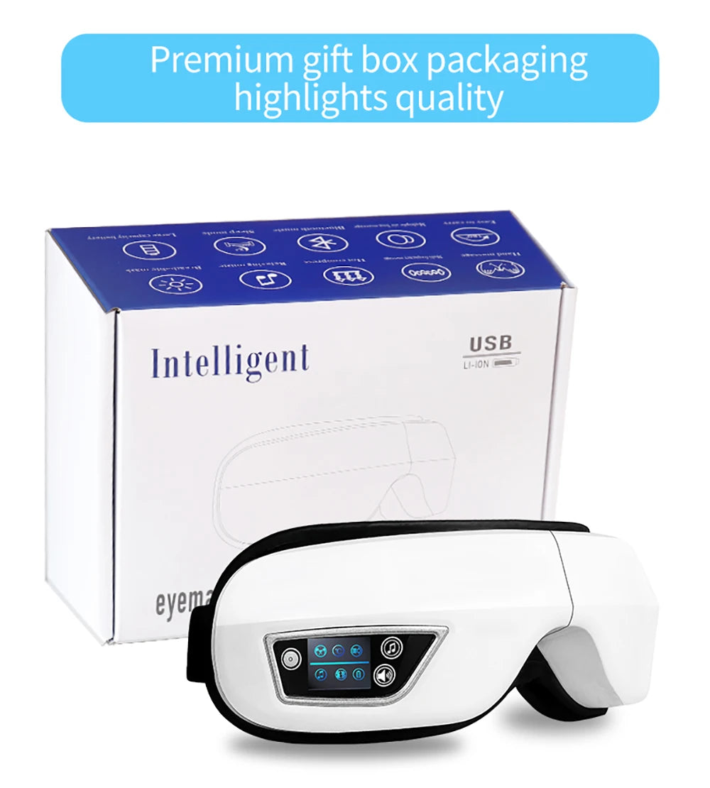 Masseur oculaire intelligent à vibrations 6D, compresse d'airbag, Instrument de soins oculaires, Bluetooth, musique, masque de sommeil, relaxation des yeux, Fatigue by Sirius Flow