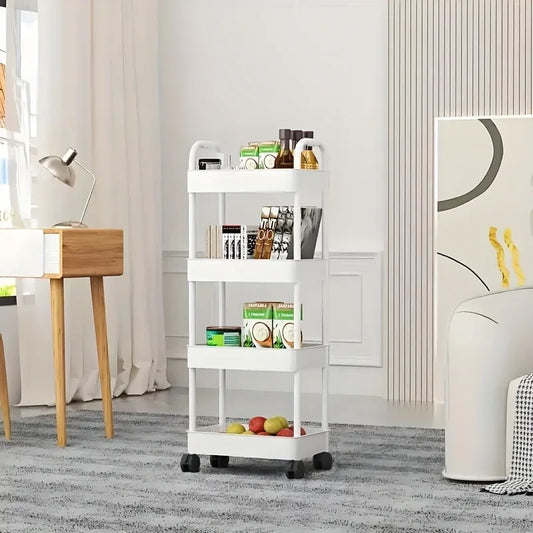Chariot de rangement multifonctionnel avec étagères ouvertes, affichage de livres pour espace de vie, adapté à la cuisine, à la chambre à coucher, organisateur de décoration by Sirius Flow