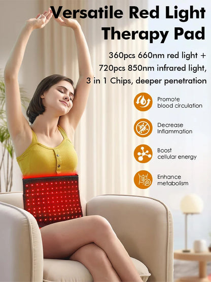 Coussin de thérapie par la lumière rouge et infrarouge, dispositifs de beauté LED 360psc 660nm 720psc 850nm, thérapie par la lumière infrarouge rouge by Sirius Flow