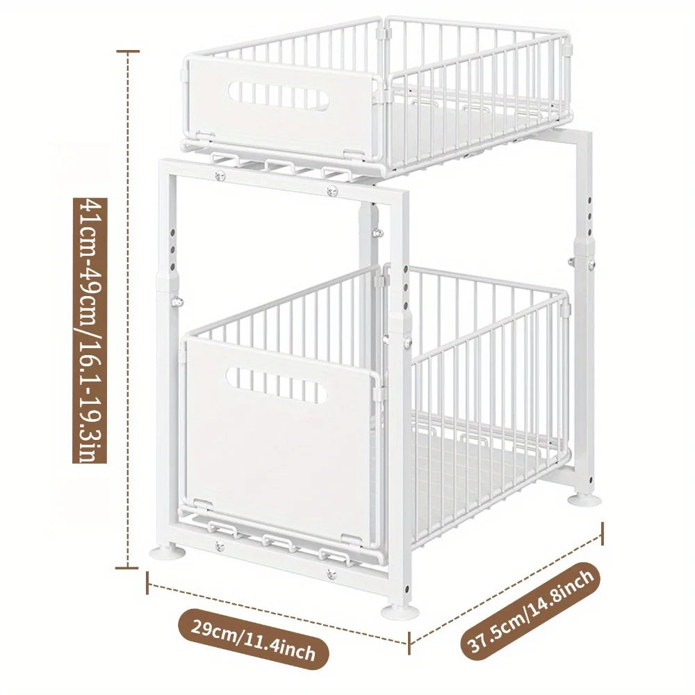 Organisateur Sous Évier Métal Réglable Panier Extractible - Sirius Flow 