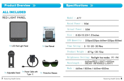 Astarexin – panneau de thérapie à la lumière rouge, dispositif LED Anti-inflammatoire pour le visage, soins de la peau, lampe 660nm850nm pour soulager la douleur Anti-âge by Sirius Flow