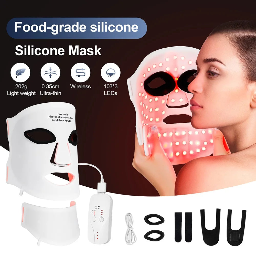 Masque de thérapie à la lumière rouge en Silicone, masque facial LED 7 couleurs, Anti-vieillissement, rajeunissement, masque Facial éclaircissant avec coussin de Protection des yeux by Sirius Flow