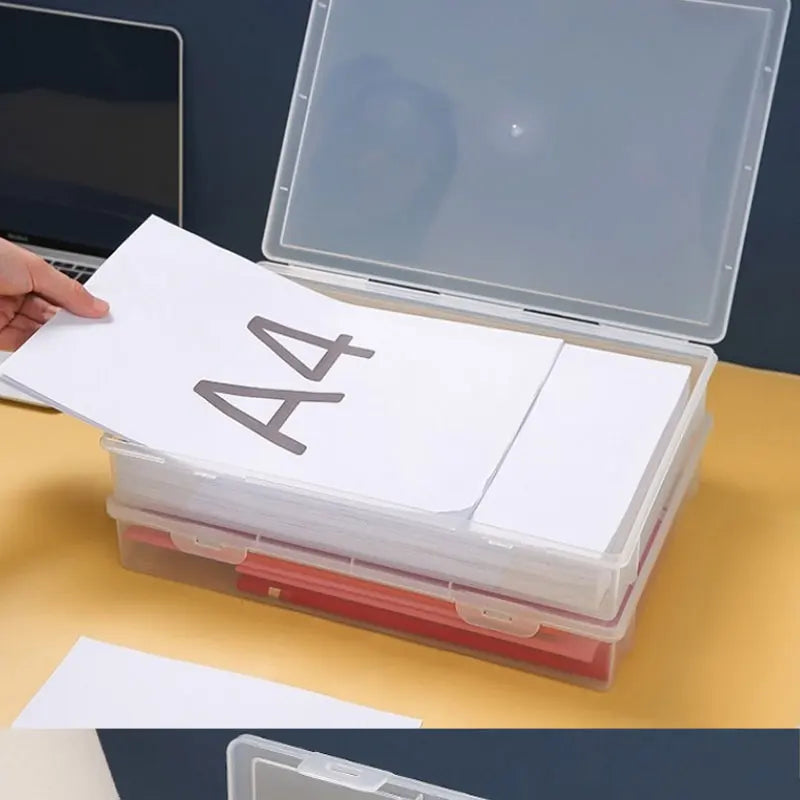 Boîte de rangement en plastique pour fournitures, grande capacité, informations transparentes, enregistrement domestique, forme carrée, boîte de rangement transparente A4 by Sirius Flow