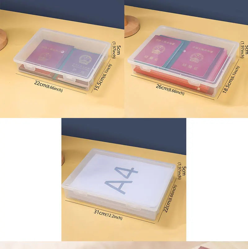 Boîte de rangement en plastique pour fournitures, grande capacité, informations transparentes, enregistrement domestique, forme carrée, boîte de rangement transparente A4 by Sirius Flow