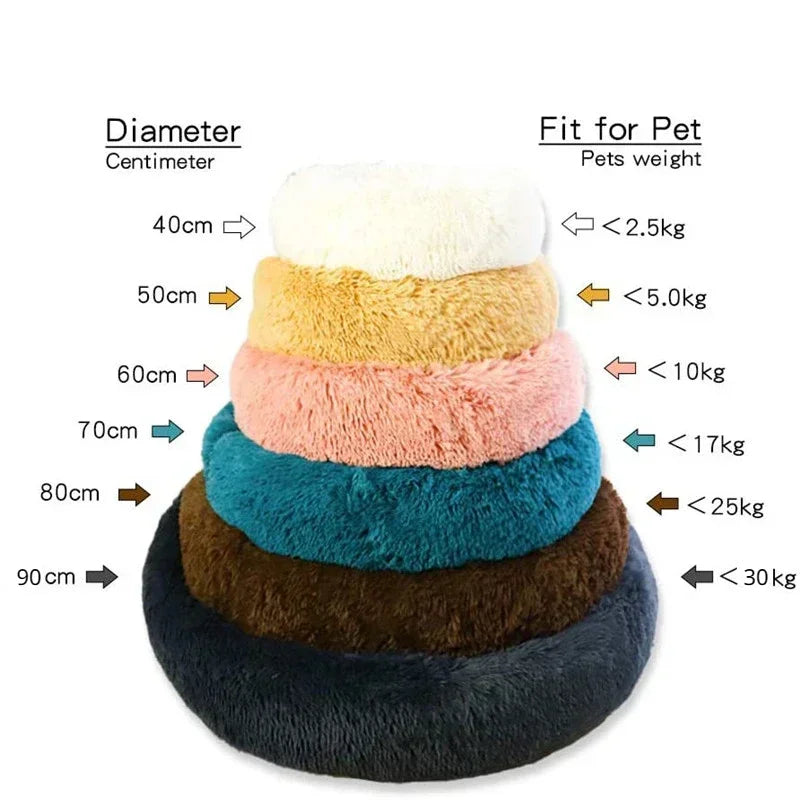 Lit rond en peluche super doux pour animaux de compagnie, lit pour grand chien, maison pour chat, long, moyen, sommeil chaud, hiver, 40-90cm by Sirius Flow