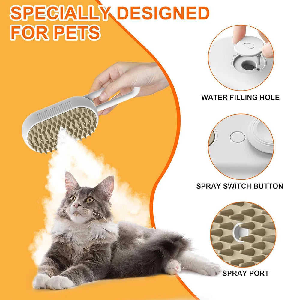 Brosse à vapeur pour animaux de compagnie, brosse vapeur pour chien, pulvérisation électrique 3 en 1, brosses d'épilation pour chiens et chats, Massage, peigne de toilettage pour animaux de compagnie by Sirius Flow