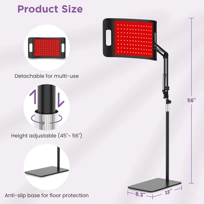 Lampe de luminothérapie rouge, dispositif de lumière infrarouge proche profonde de 660 et 850 nm avec support réglable et support de bureau pour le visage et le corps complet by Sirius Flow