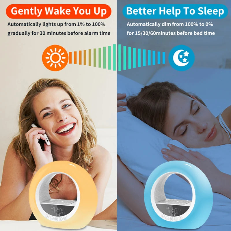 Réveil lumineux avec Simulation de lever du soleil, Radio FM, veilleuse, sons naturels, aide au sommeil pour enfants, dormeurs lourds by Sirius Flow