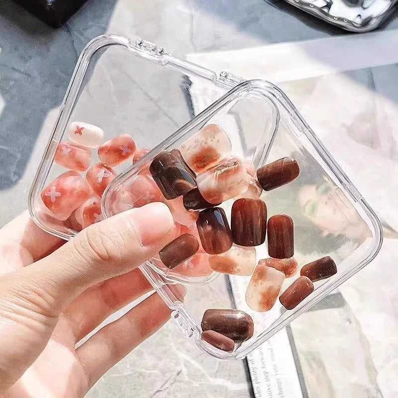 Boîtes acryliques de stockage d'ongles à pression, avec feuilles adhésives, boîtes transparentes pour ongles, outils et accessoires de rangement de bijoux, 10 pièces by Sirius Flow