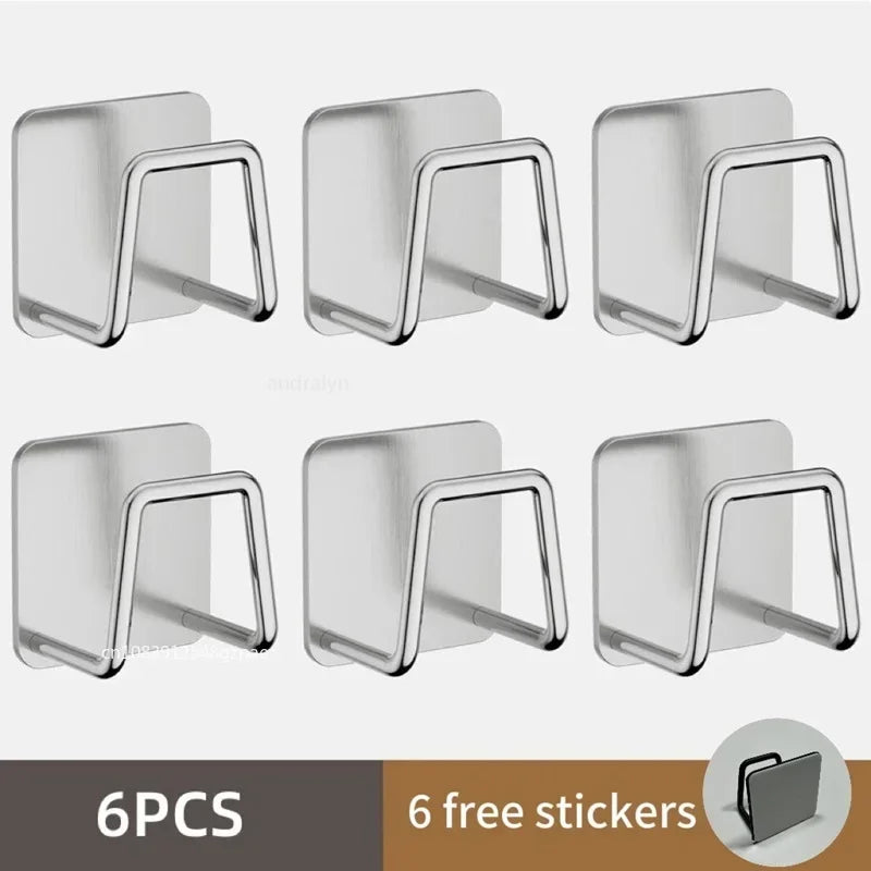 Porte-éponges d'évier de cuisine en acier inoxydable, égouttoir auto-adhésif, support de séchage, crochets muraux de cuisine, organisateur de rangement d'accessoires by Sirius Flow