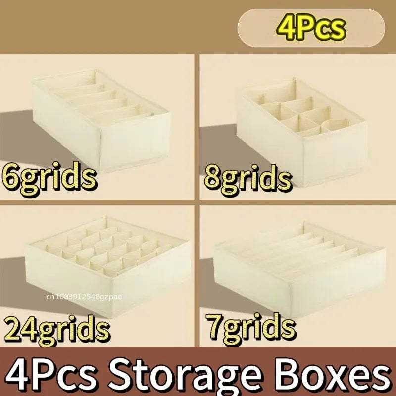 Boîte de rangement pour sous-vêtements, boîte de rangement pliable Non tissée, ensemble de Six pièces pour sous-vêtements, soutien-gorge, chaussettes, tiroir, boîte de finition, 4 pièces/1 ensemble by Sirius Flow