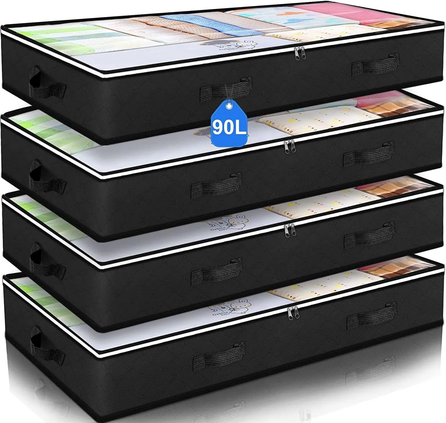 Conteneurs de rangement pliables sous le lit, avec fenêtre transparente, organisateurs de jouets sous le lit et sacs de rangement pour vêtements, bacs de rangement pour placard by Sirius Flow