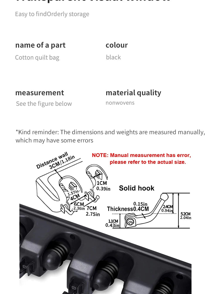 Support mural pour balai et serpillière en plastique, étagère multifonctionnelle, rangement de cuisine à domicile, noir magique, 3, 4/5 positions by Sirius Flow