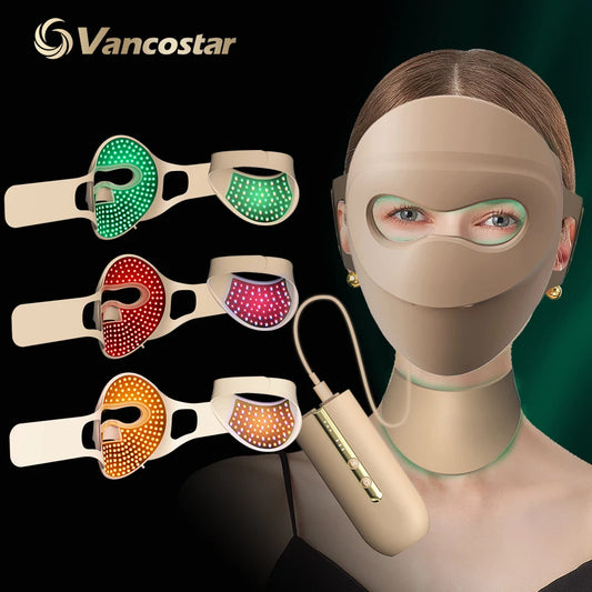 Masque Facial LED NIR, thérapie à la lumière rouge et verte, matrice de photons, masque Facial LED, beauté du cou, dispositif de soins de la peau Anti-âge by Sirius Flow
