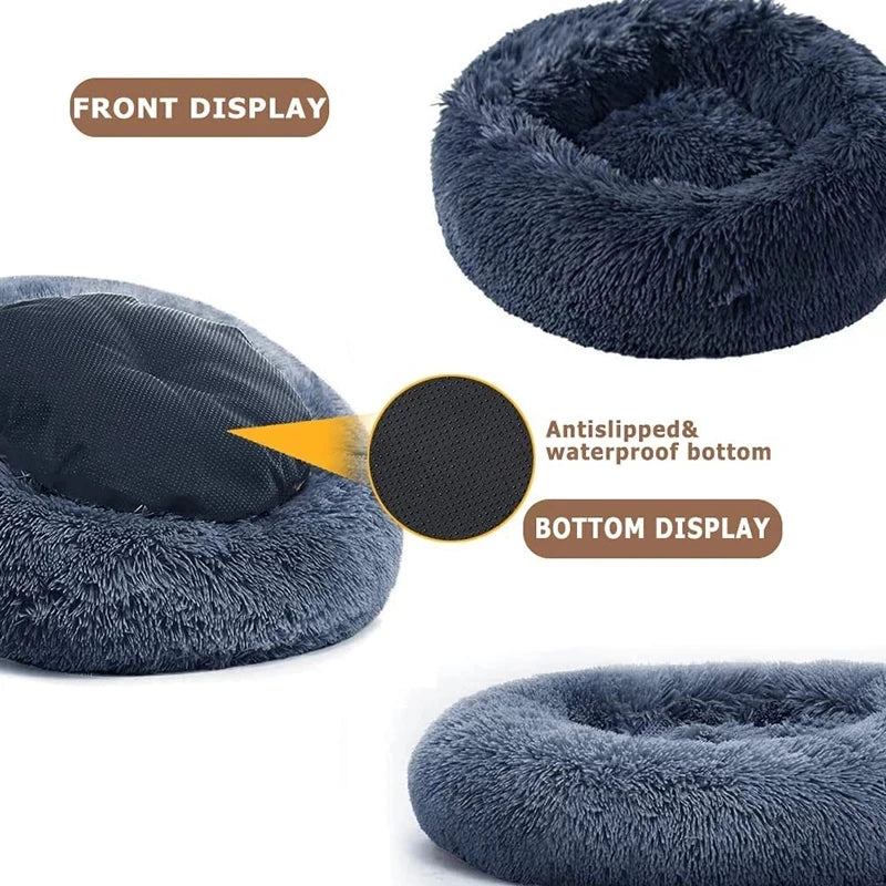 Lit rond en peluche super doux pour animaux de compagnie, lit pour grand chien, maison pour chat, long, moyen, sommeil chaud, hiver, 40-90cm by Sirius Flow