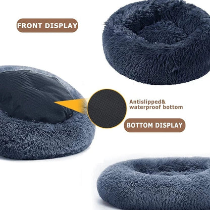 Lit rond en peluche super doux pour animaux de compagnie, lit pour grand chien, maison pour chat, long, moyen, sommeil chaud, hiver, 40-90cm by Sirius Flow