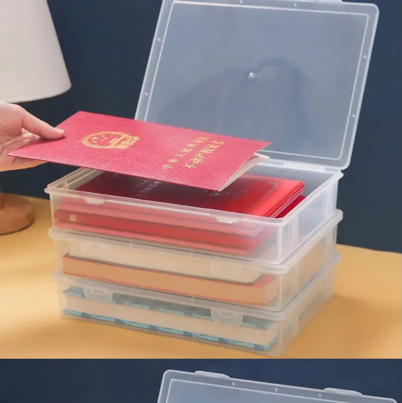 Boîte de rangement en plastique pour fournitures, grande capacité, informations transparentes, enregistrement domestique, forme carrée, boîte de rangement transparente A4 by Sirius Flow