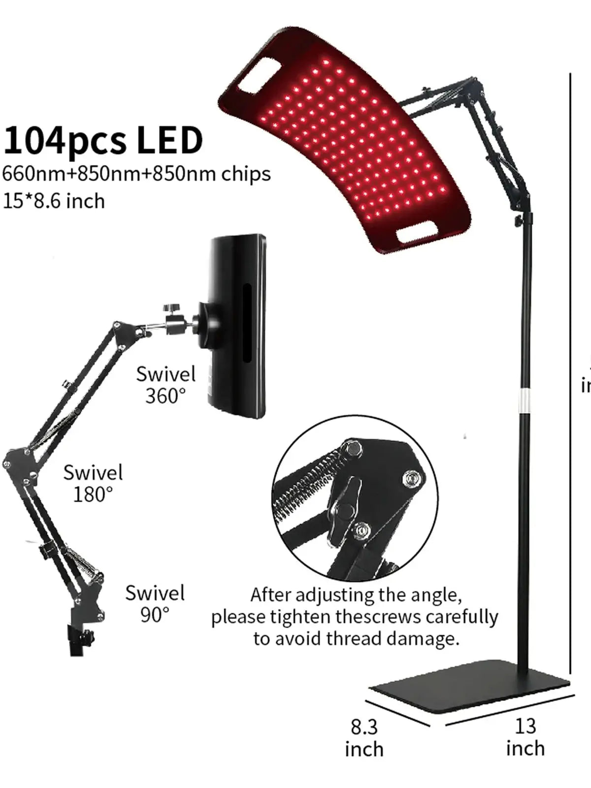 Lampe à lumière rouge pour le corps, panneau de lumière infrarouge avec support, lumière rouge 660nm et dispositif de lumière proche infrarouge 850nm by Sirius Flow