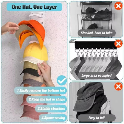 Porte-casquette mural à 10 grilles, porte-chapeau, casquette de Baseball, porte-serviettes, cintre de placard, organisateur de rangement, accessoires gain de place by Sirius Flow