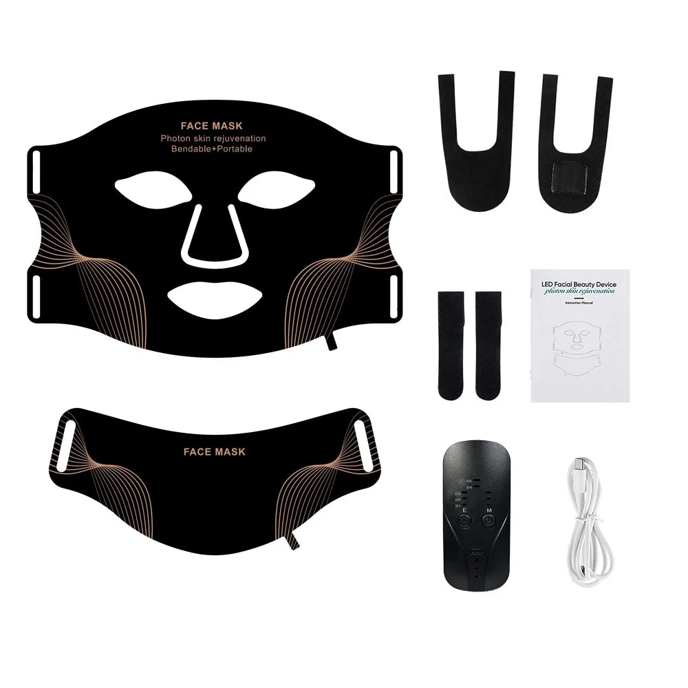 Masque de thérapie à la lumière rouge en Silicone, masque facial LED 7 couleurs, Anti-vieillissement, rajeunissement, masque Facial éclaircissant avec coussin de Protection des yeux by Sirius Flow