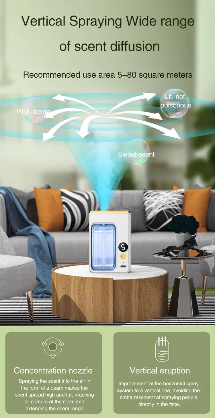 Diffuseur automatique de parfum de voiture d'aromathérapie, avec affichage, humidificateur d'huile essentielle, désodorisation de salle de bains, désodorisant au jasmin by Sirius Flow