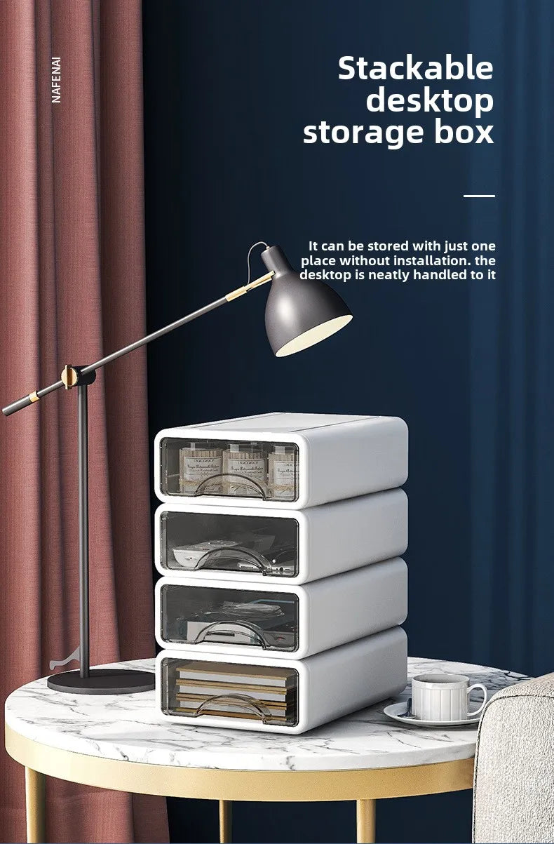 Boîte en plastique, organisateur de bureau, tiroir, boîte de rangement de maquillage, conteneur de bijoux empilable, grand masque, rangement de médicaments de bureau, anti-poussière by Sirius Flow