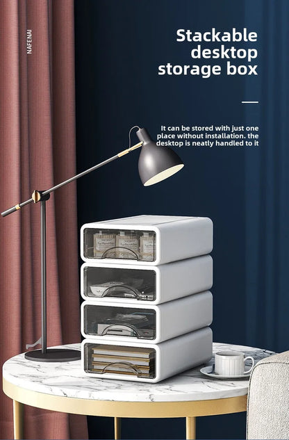 Boîte en plastique, organisateur de bureau, tiroir, boîte de rangement de maquillage, conteneur de bijoux empilable, grand masque, rangement de médicaments de bureau, anti-poussière by Sirius Flow