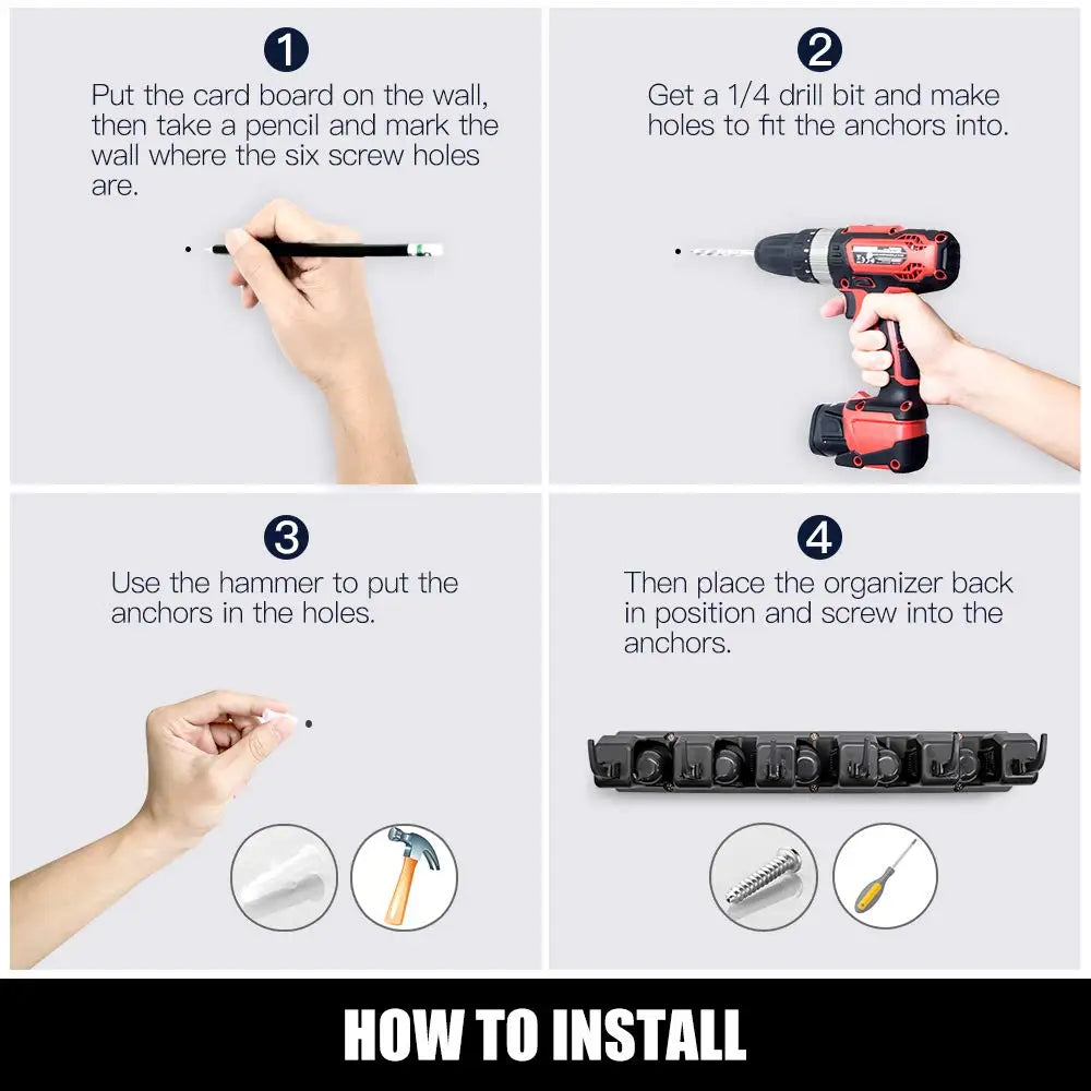 Support mural pour balai et serpillière en plastique, étagère multifonctionnelle, rangement de cuisine à domicile, noir magique, 3, 4/5 positions by Sirius Flow