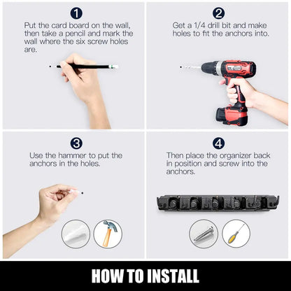 Support mural pour balai et serpillière en plastique, étagère multifonctionnelle, rangement de cuisine à domicile, noir magique, 3, 4/5 positions by Sirius Flow