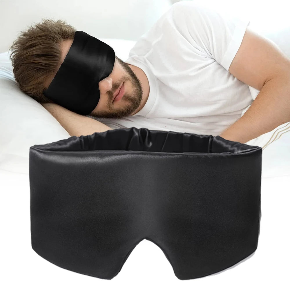 Masque de sommeil en soie de mûrier, patch oculaire bloquant la lumière, masque pour les yeux, doux et rembourré, aide au sommeil pour voyage by Sirius Flow