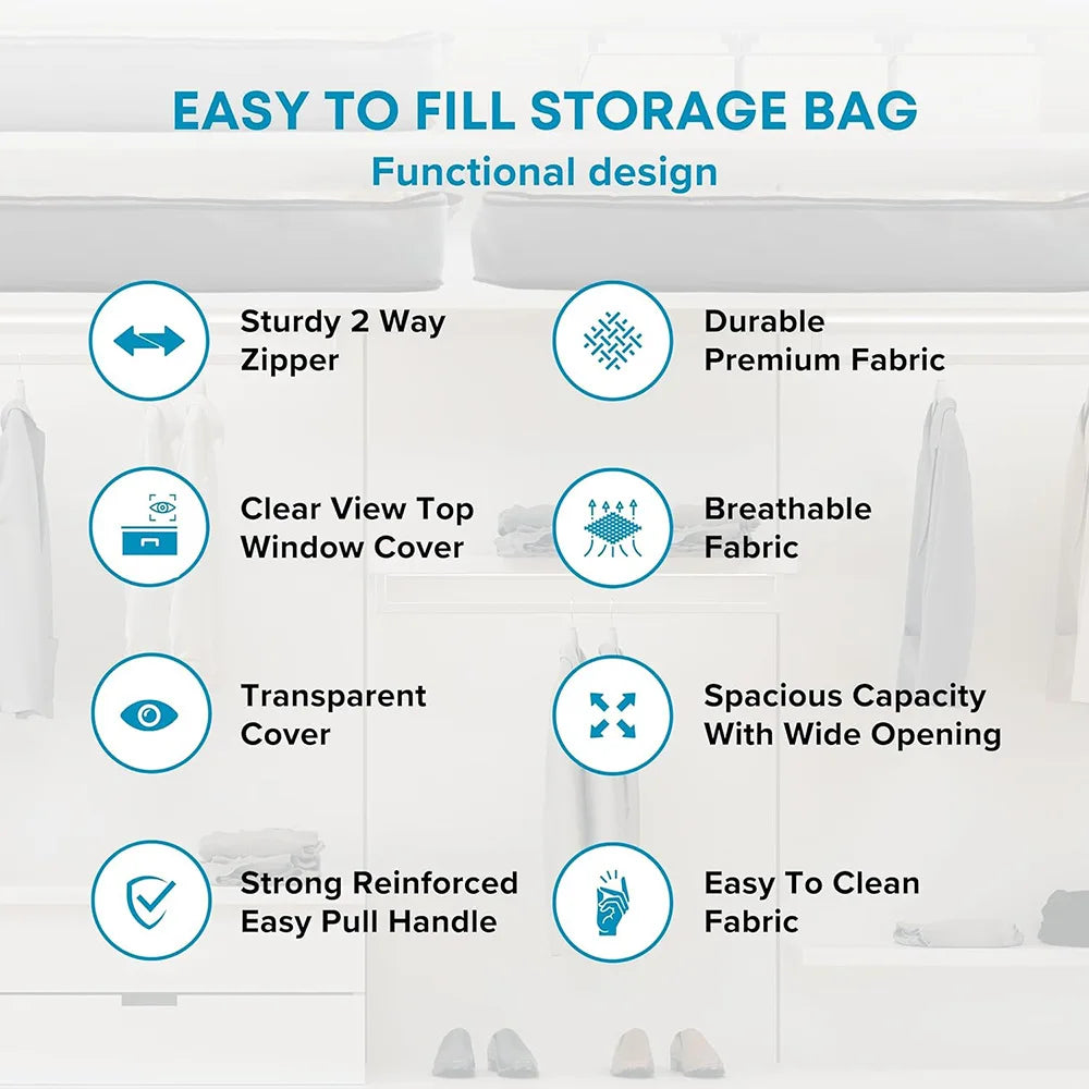 Conteneurs de rangement pliables sous le lit, avec fenêtre transparente, organisateurs de jouets sous le lit et sacs de rangement pour vêtements, bacs de rangement pour placard by Sirius Flow