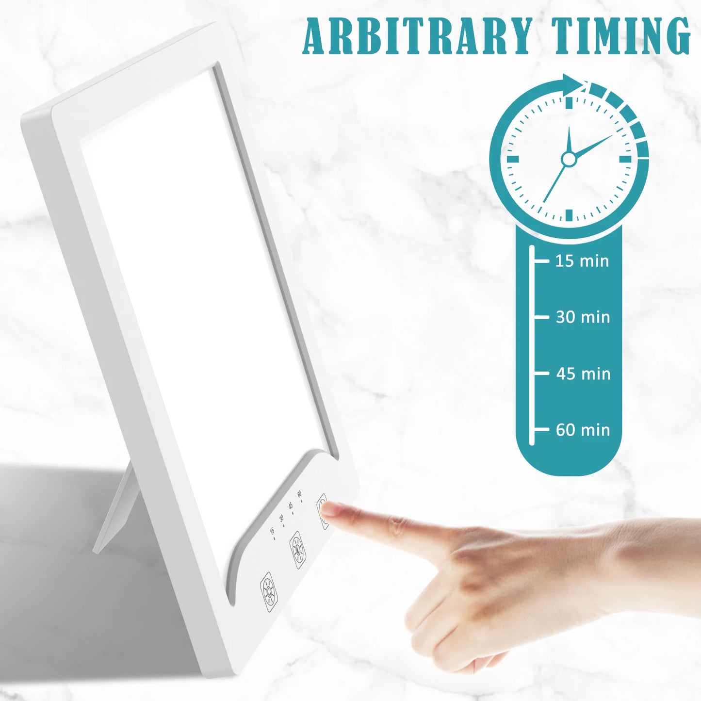 Lampe de luminothérapie lampe triste 3000-6500K lampe solaire carrée avec 3 températures de couleur 10 niveaux de luminosité 4 réglages de minuterie by Sirius Flow